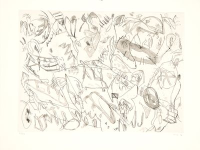 a black and white drawing of a group of people