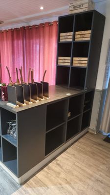 Meuble de rangement en L en stratifié noir et plateau imitat…