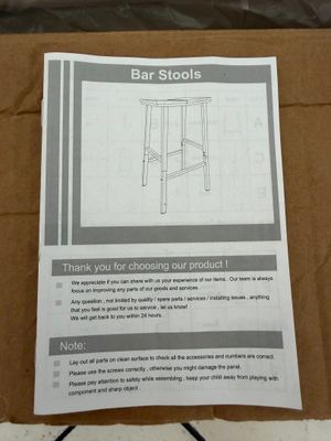 a box with a sign on it that says bar stools