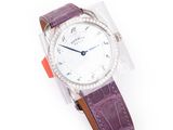 an image of a wrist watch with a purple leather strap