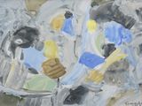une peinture représentant un groupe de personnes assises à une table
