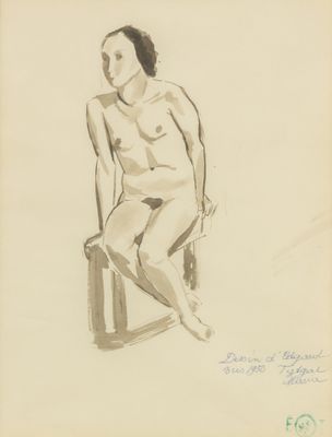 l'image d'un dessin représentant une femme assise sur une chaise