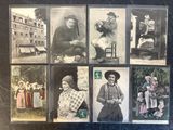 several old black and white photos of women and men in different poses