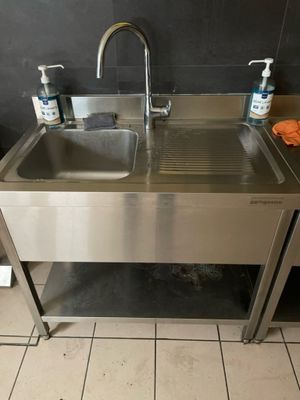 Plonge inox entretoisée et dosseret de 1 m - Photo 1