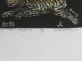 a drawing of a tiger that is on a piece of paper