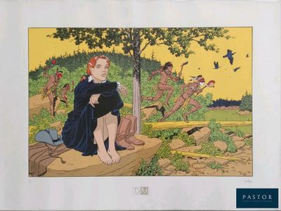 une image représentant un tableau où l'on voit un homme assis sur un rocher près d'un arbre