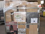 a metal cage with a bunch of boxes in it