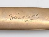a close up of a baseball bat with writing on it