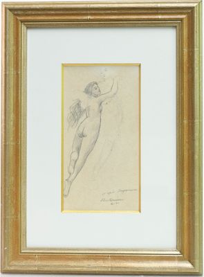 an image of a drawing of a nude woman in a gold frame