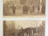 deux vieilles photos en noir et blanc représentant des personnes et des animaux dans un champ