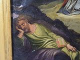 a painting of a man laying on the ground next to a woman