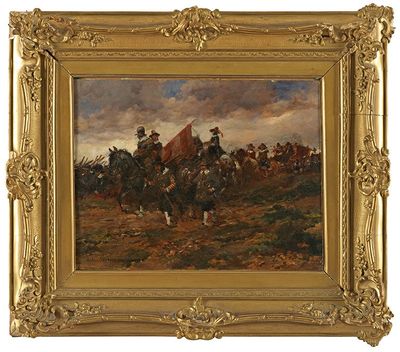 an image of a painting of a group of men riding horses
