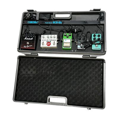 a case with pedals and pedal pedals inside of it