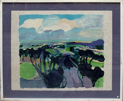 une image représentant un tableau montrant des vaches dans un champ, avec le ciel en arrière-plan