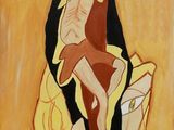 an image of a painting of a woman with a cross on her shoulder