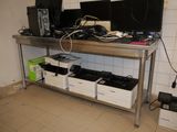 a picture of a computer desk with two monitors on it