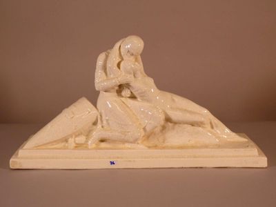 G. Ninin (XXe). Femme tombant dans les bras du chevalier. - Photo 1