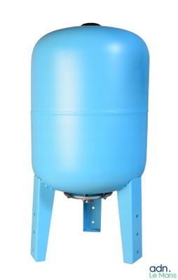 a close up of a blue water tank on a white background