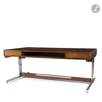 an image of a desk with a wooden top and metal legs