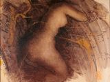 une image d'un tableau représentant une femme nue assise sur le sol