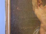 a painting of a naked man holding a tennis racquet