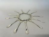 a lot of spoons arranged in a circle on a table