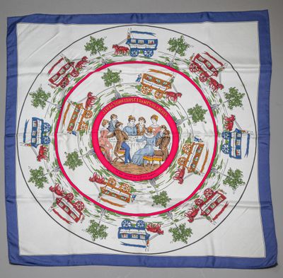 HERMES Paris Carré en twill de soie imprimé titré "Jeu des o… - Photo 1