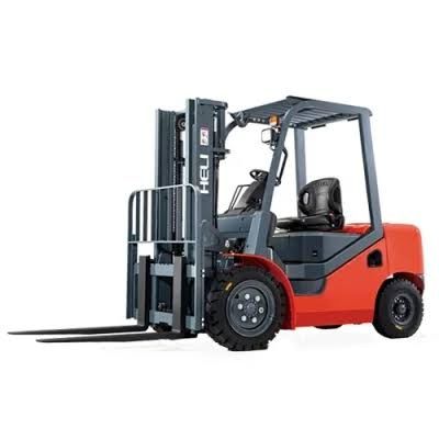 a forklift truck that is parked on a white surface