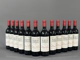 six bouteilles de vin rouge alignées