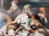 a painting of three women sitting on a couch