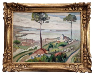 André VERDILHAN (1881-1963) Paysage en bord de côte méditerr…