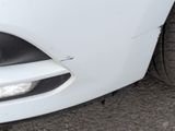 a close up of a car ' s front bumper with a cat on it