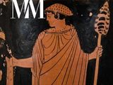 a vase with an image of a man holding a spear