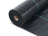a close up of a roll of black tarp on a white background