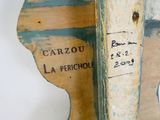 a close up of a book with a label on it