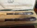 two spoons and a knife in a case