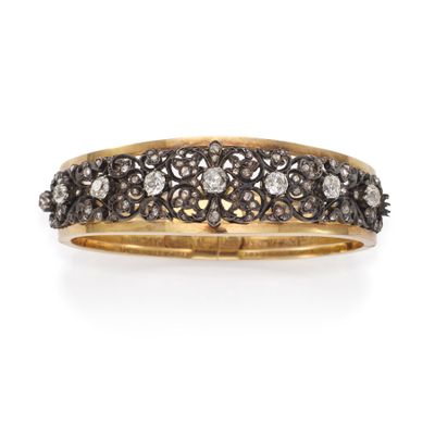 a gold and diamond bang bracelet
