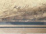 a picture of a painting of a man riding a horse on the beach