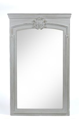 Miroir de cheminée en bois laqué blanc surmonté d'un M dans …