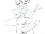 a drawing of a girl sitting on top of a chair