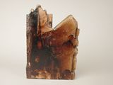 soap bar with a brown substance on top of it on a white surface