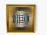 an image of a painting of a sphere with dots on it