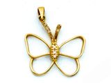 Pendentif papillon plaqué or jaune, orné de pierres CZ transparentes