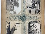 four old photos of a man and a woman on a plane