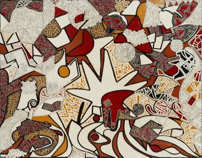 une image représentant une peinture d'un groupe d'animaux accrochée au mur