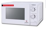 white microwave oven with electronic controls on a white background