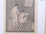 a drawing of two nudes in a bath room