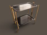an image of a metal and glass serving cart on a grey background
