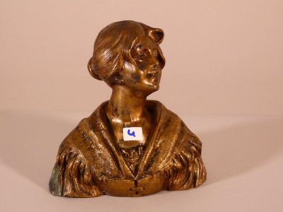 Buste d'élégante en bronze à patine médaille, numéroté J38 a… - Photo 1