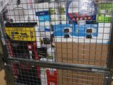 a metal cart with a lot of items in it